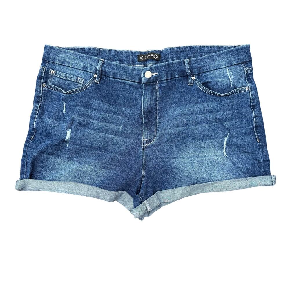 Nanette Lepore Belle High Rise Distressed Denim Shorts Dark Wash Size 20 NWOT